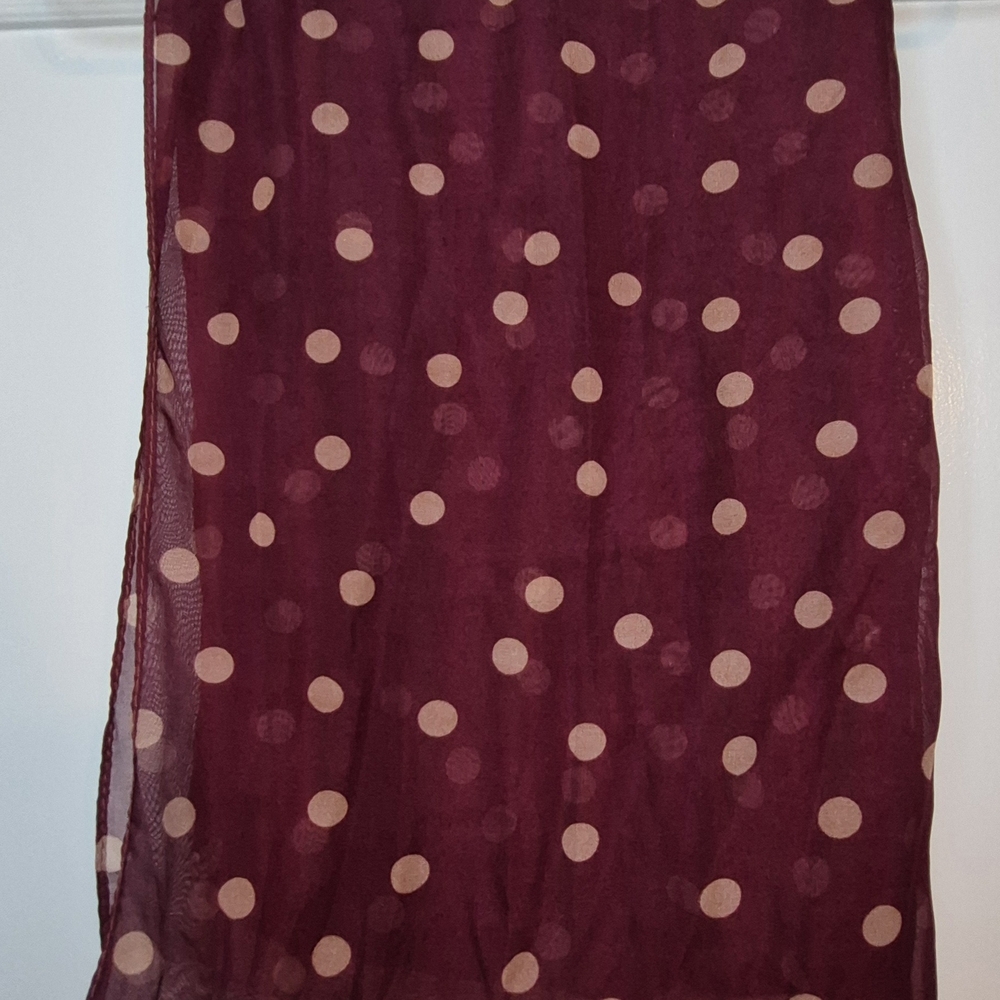 Polka Dot Scarf in Burgundy and Beige